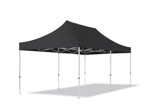 TP 3x6m összecsukható 850N alumínium pavilon, 4 db oldalfallal, nehezen éghető - fekete