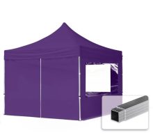  Professional összecsukható sátrak ECO 300 g/m2 ponyvával, alumínium szerkezettel, 4 oldalfallal - 3x3m lila