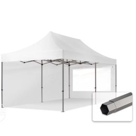   TP 3x6m összecsukható 750N acél vázas pavilon, 2 db oldalfallal - fehér