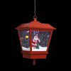 VID piros karácsonyi függőlámpa LED-ekkel és Mikulással 27x27x45 cm