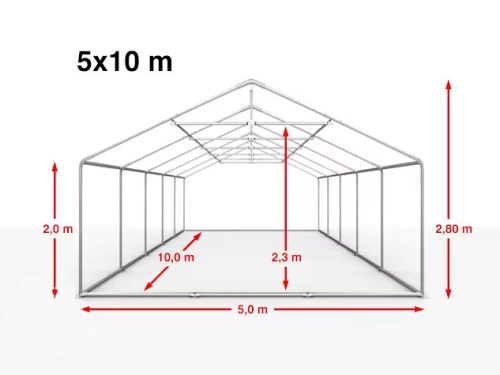 TP 5x10m erősített rendezvénysátor, PE 550 - fehér