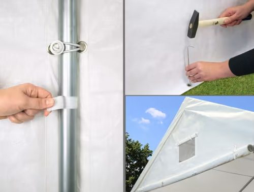 TP 5x10m erősített rendezvénysátor, PE 550 - fehér