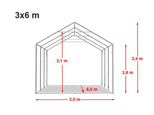 Party šator 3x6m, bočna visina:2,6m-PROFESSIONAL DELUXE 550g/m2-posebno jaka čelična konstukcija