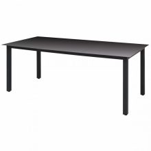   VID Alumínium kerti üveg asztallapos étkezőasztal fekete színben [190 x 90 x 74 cm]