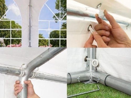 TP 7x24m 2,6m oldalmagas extra erősített rendezvénysátor, PVC 1400 - tűzálló - fehér