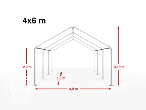 TP 4x6m standard rendezvénysátor, PE 450 - szürke-fehér
