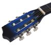 VID kék árnyékos 6 húros klasszikus western cutaway gitár 38"