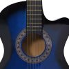 VID kék árnyékos 6 húros klasszikus western cutaway gitár 38"