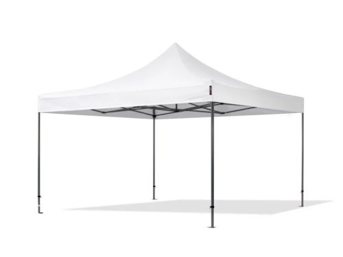 TP 4x4m összecsukható 800N acél pavilon, 4 db oldalfallal, tűzálló - fehér