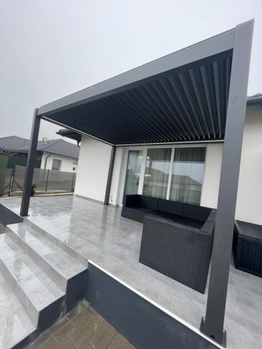 3x4m motoros Bioklimatikus exkluzív kerti pergola / pavilon viharálló-FEHÉR