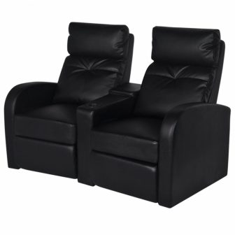 VID TV néző fotel/mozifotel pohártartóval - 2 személyes -fekete
