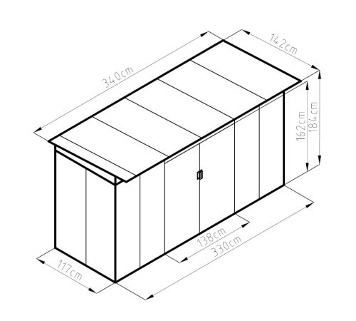 EPT STABIL FÉM KERTI TÁROLÓ 483 - 340 x 142 CM - BARNA
