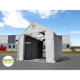   TP Everest 5x10m 3m oldalmagas raktársátor nehezen éghető PRIMEtex 2300 ponyvával, tetőablakkal, szürke