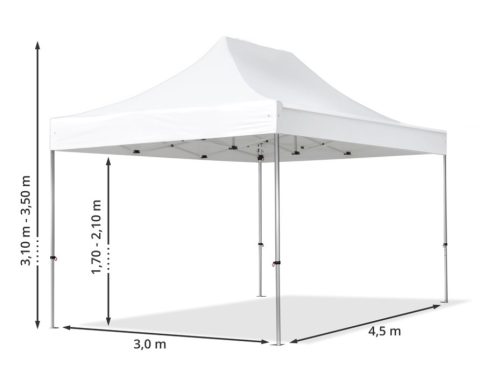 TP 3x4,5m összecsukható 800N alumínium pavilon, 4 db oldalfallal - zöld