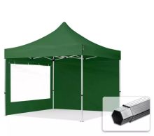   Professional összecsukható sátrak PROFESSIONAL 400g/m2 ponyvával, alumínium szerkezettel, 2 oldalfallal, panoráma ablakkal -  3x3m zöld