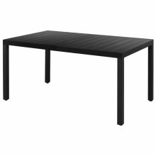   VID Alumínium és WPC kerti étkezőasztal fekete színben [150 x 90 x 74 cm ]