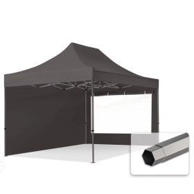   TP 3x4,5m összecsukható 750N acél vázas pavilon, 2 db oldalfallal - sötétszürke