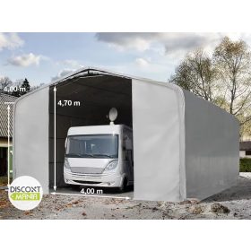   Garažni šator 6x12-bočna visina:4m, ulaz:4,1x4,0m-vatrootporno-WIKINGER PVC 720g/m2-sive boje