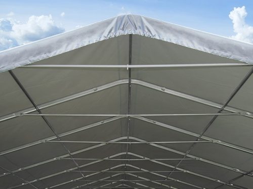 TP WIKINGER 8x36m 4m oldalmagas ponyvagarázs / sátorgarázs, tűzálló PRIMEtex 2300 ponyva - szürke