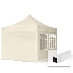   TP 3x3m összecsukható acél pavilon, 4 db oldalfallal - krém