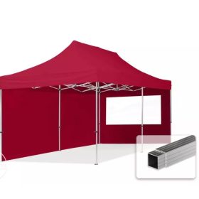   TP 3x6m összecsukható alumínium pavilon, 2 db oldalfallal - bordó