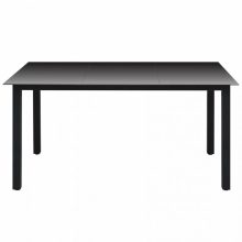   VID Alumínium és üveg kerti étkezőasztal fekete színben [150 x 90 x 74 cm]