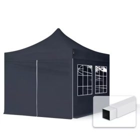   TP 3x3m összecsukható acél pavilon, 4 db oldalfallal - fekete