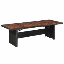   VID kültéri polyrattan és tömör fa étkezőasztal 240 x 90 x 74 cm