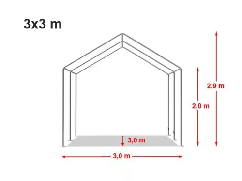 TP 3x3m standard rendezvénysátor, PVC 700 - fehér-szürke