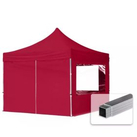   TP 3x3m összecsukható alumínium pavilon, 4 db oldalfallal - bordó
