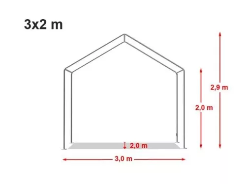 TP 3x2m standard rendezvénysátor, PVC 700 - fehér