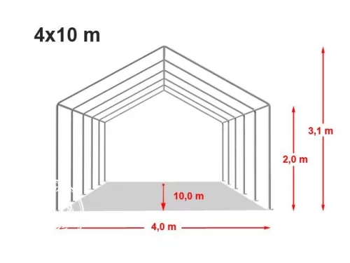TP 4x10m standard rendezvénysátor, PVC 700 - fehér