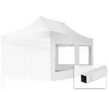   Professional összecsukható sátrak ECO 300g/m2 ponyvával, acélszerkezettel, 4 oldalfallal, panoráma ablakkal - 3x6m fehér