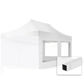   TP 3x6m összecsukható acél pavilon, 4 db oldalfallal - fehér