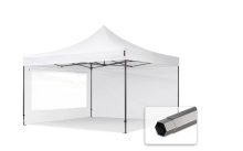  Professional összecsukható sátrak PREMIUM 350g/m2 ponyvával, acélszerkezettel, 2 oldalfallal, panoráma ablakkal - 4x4m fehér