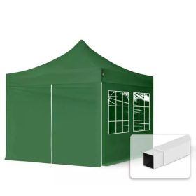   TP 3x3m összecsukható acél pavilon, 4 db oldalfallal - zöld