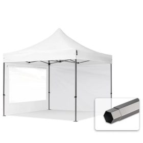   TP 3x3m összecsukható 750N acél vázas pavilon, 2 db oldalfallal - fehér
