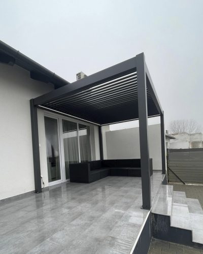 3x3m motoros exkluzív kerti pergola / pavilon bioklimatikus, viharálló-ANTRACIT