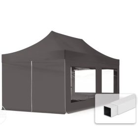   TP 3x6m összecsukható acél pavilon, 4 db oldalfallal - sötétszürke