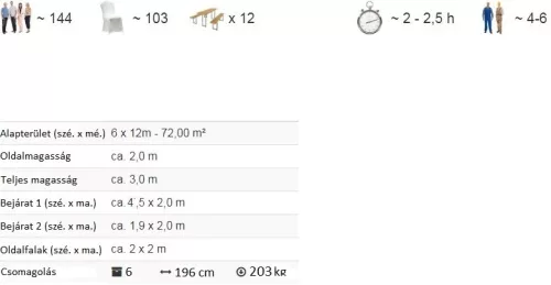 TP 6x12m standard rendezvénysátor, PVC 700 - fehér-zöld