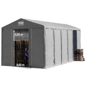   TP Vario 8x12m 3,6m oldalmagas raktársátor, bejárat típusa: eltolható