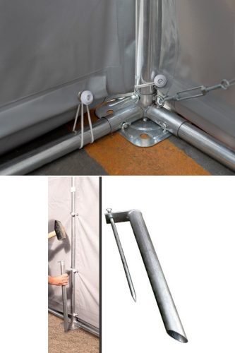 TP Vario 8x12m 3,6m oldalmagas raktársátor, bejárat típusa: eltolható