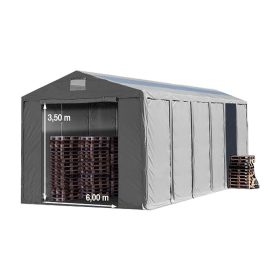   TP Vario 8x12m 3,6m oldalmagas raktársátor tetőablakkal, bejárat típusa: standard