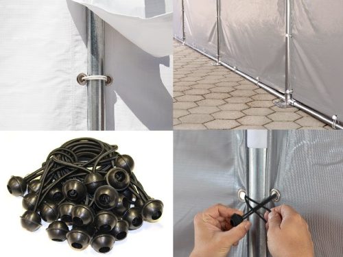 TP Vario 8x12m 3,6m oldalmagas raktársátor tetőablakkal, bejárat típusa: standard