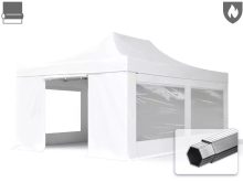   Professional összecsukható sátor PROFESSIONAL 620g/m2 tűzálló ponyvával, alumínium szerkezettel, 4 oldalfallal, panoráma ablakkal - 4x6m fehér