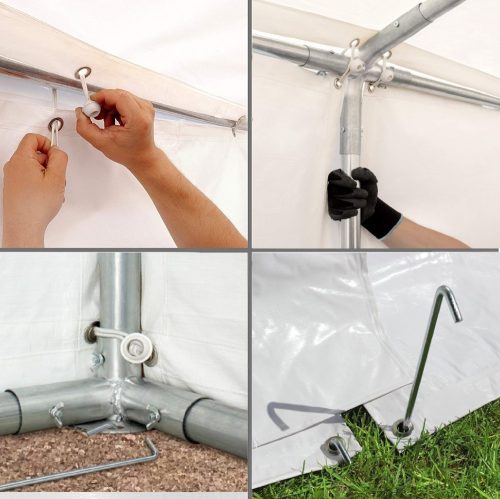 TP PROFESSIONAL 4x6m raktársátor, PVC 800 ponyvával, sötétzöld