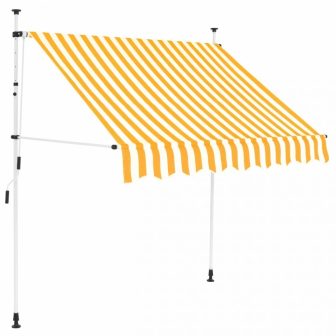 VID Manuálisan feltekerhető napellenző - 150 cm - sárga fehér csíkokkal