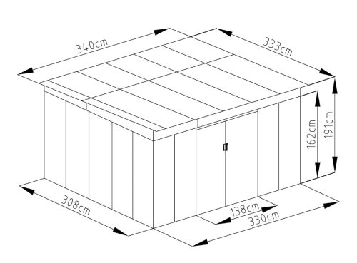EPT STABIL FÉM KERTI TÁROLÓ 1132 - 340 x 333 CM - SZÜRKE