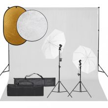   VID fotóstúdió-felszerelés lámpákkal, fehér háttérrel [300x300 cm] és reflektorral