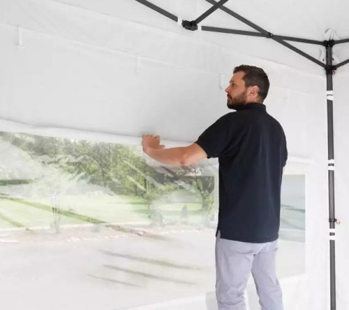 TP 3x6m összecsukható 750N acél vázas pavilon, 2 db oldalfallal - zöld